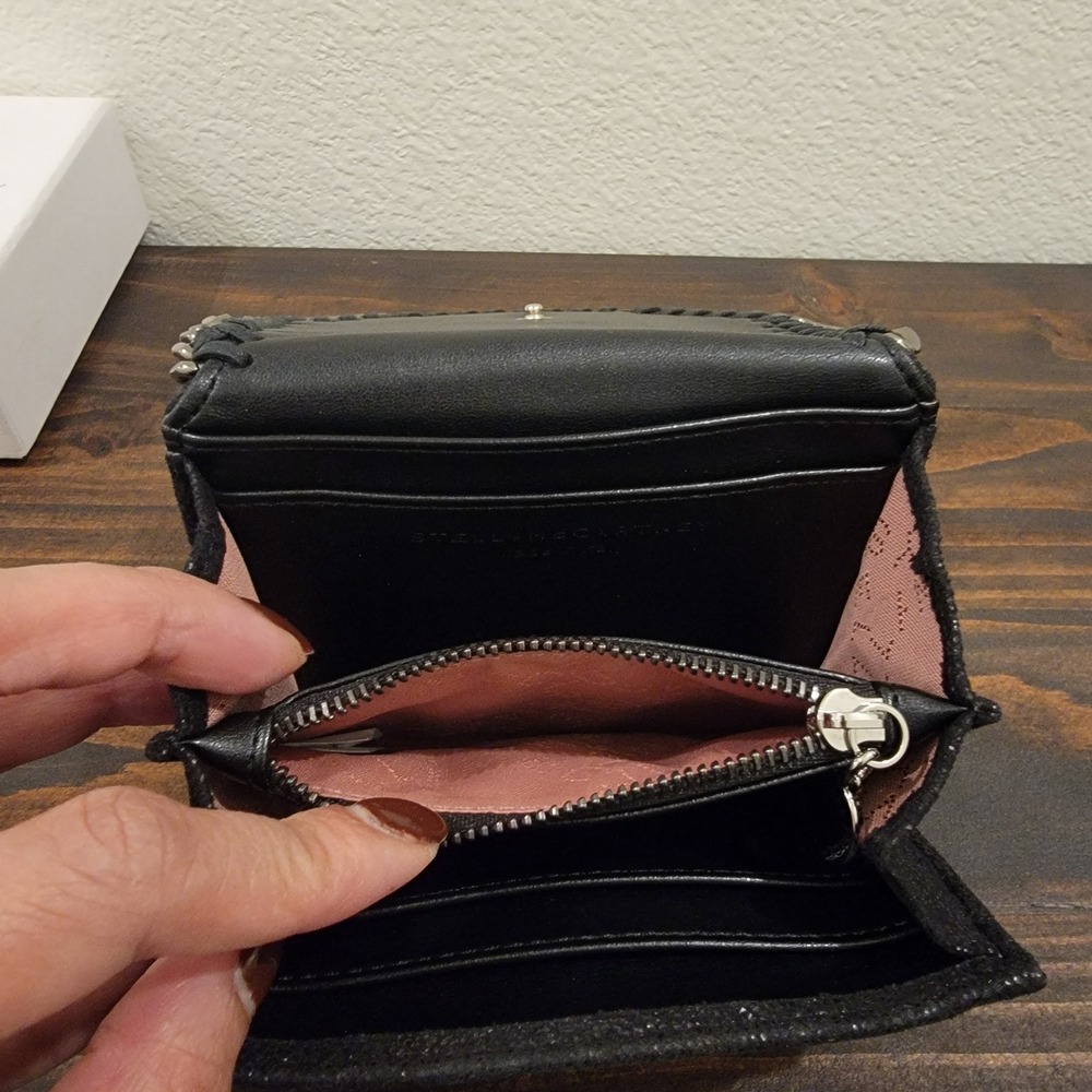 Stella McCartney Black Falabella Chain Mini Wallet With Box Made in Italy - Picture 5 of 15